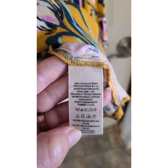 Free People Dress Tunic Size Small Yellow Floral - Picture 6 of 7